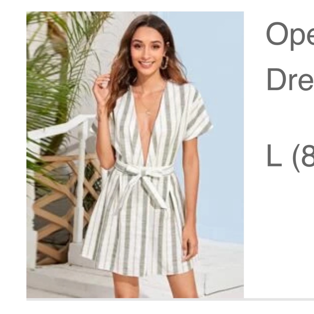 SOLD Open back plunging neckline tie dress
